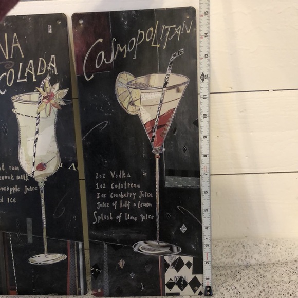 Vintage Set of 2 Cosmopolitan and Pina Colada Metal Wall Art Bar Sign Decor - Picture 9 of 10